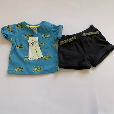 NEW Baby Boy Blue Tiger Cotton Print & Shorts 2 Pc Set - S0000 Newborn Free Post • $15.95