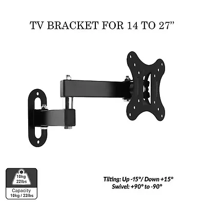 Tv Wall Bracket Mount Swivel Tilt 14 16 19 21 23 26 27 Inch Flat Led Lcd Monitor • £8.64