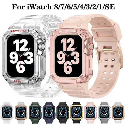 $16.99 • Buy For Apple Watch Band Case Rugged Bumper Strap IWatch SE Series 8 7 6 3 2 45 49mm