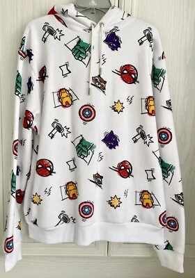£24.99 • Buy Disney Store Marvel Avengers White Sketch Hoodie Sweatshirt Unisex Adults Large