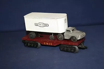 Marx SUPER RARE Erie Flatcar W/New York Central Tractor And Trailer  EXC++ • $199.95