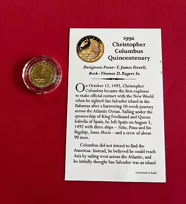 1992  US MINT Christopher Columbus Quincentenary $5 Gold Coin. Mint • $580