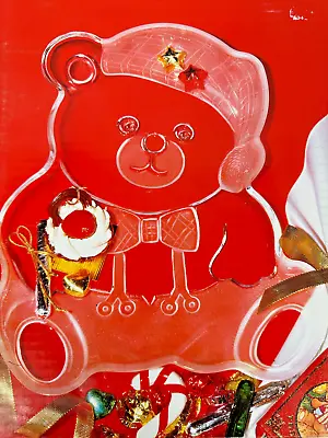 VINTAGE Mikasa Crystal Holiday Bear Serving Platter 11 1/2  Frosted Christmas • $10.99