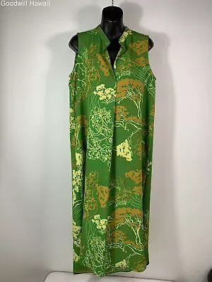 MANUHEALII Green Poly/Poly Blend Hawaiian Dress Women - Size S • $45.50