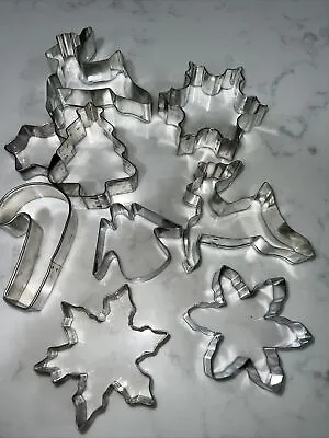 $11.75 • Buy Vintage Cookie Cutters Christmas Holiday Reindeer Snowflake Metal   Lot  Of 9