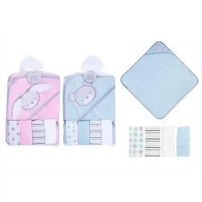 Baby Soft Hoodie Towel And Wash Cloths Pink Or Green Baby Shower Gift • £4.49
