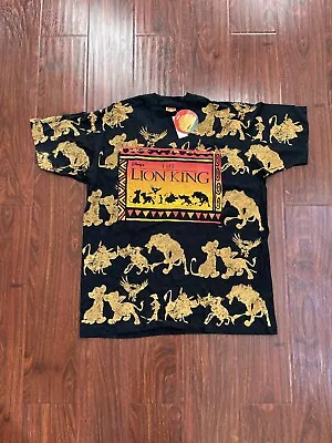 Vintage 90s Disney The Lion King T-Shirt Size XL AOP All Over Print Black Movie • $99.99