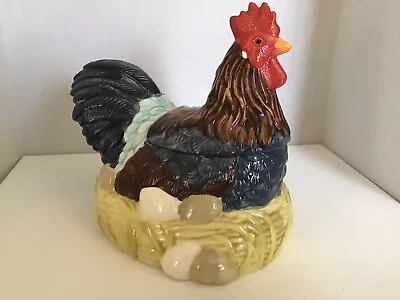 Vintage Boston Warehouse Ceramic Rooster Hen Chicken Cookie Jar See Pictures • $23
