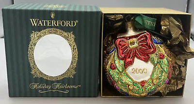 $39.99 • Buy Vintage WATERFORD 2000 HOLIDAY HEIRLOOMS 4  GLASS ORNAMENTS Christmas Wreath