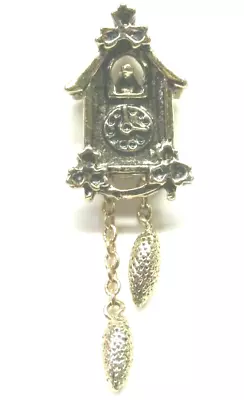 Avon Cuckoo Clock Tie Pin Lapel Vintage Gold Bird House Jewelry • $13.05