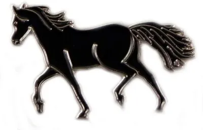 Black Pony Horse Riding Equestrian Metal Enamel Pin Badge • £2.94