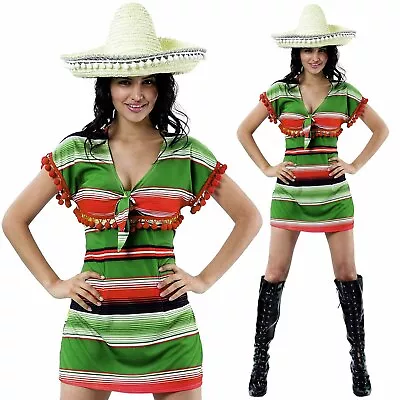 Mexican Poncho Dress Girl Lady Womens Costume Fancy Dress Wild West Fiesta • $34.95