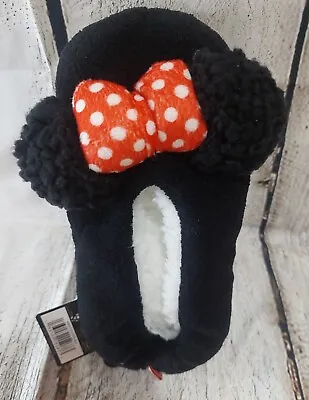 Disney Minnie Mouse Sock Slippers Black & Red Size S/M (4-9) NWT • $14.95