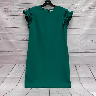 Victoria Victoria Beckham Double Ruffle Cap Sleeve Sheath Dress Size 10 In Green • $34.95