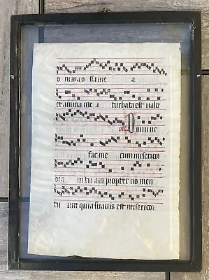 Large Double Sided Vellum Illuminated Latin Music Manuscript Antique • $149.95