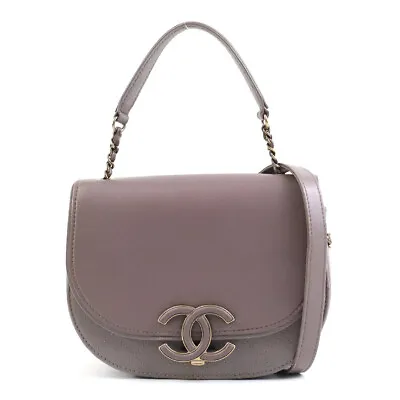 Auth CHANEL CC Logo Crossbody Shoulder Bag Purple Gray Leather - 99788j • $2966