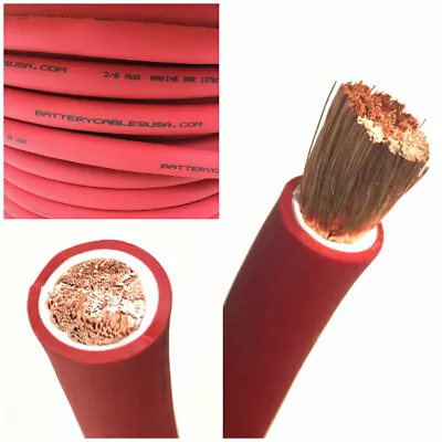 2/0 AWG 00 Gauge Battery Cable Red By The Foot OFC Copper Power Wire Made In USA • $6.56