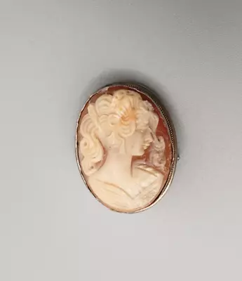 Cameo Pendant Brooch Women's Silver 800 White Face Women Genuine Cameo Art Deco • $1