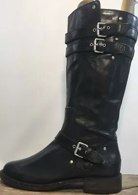 UGG Australia Size 7.5 Gillespie BLACK Leather Tall Zip Riding Boots • $59.99