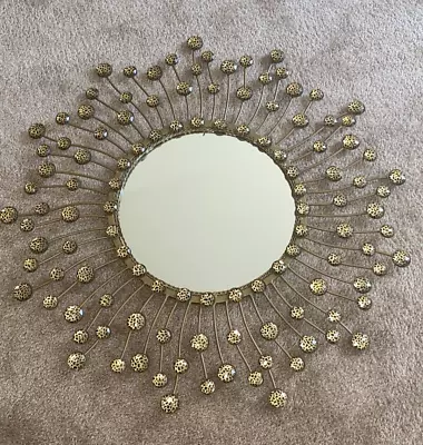 Heavy Starburst Sunburst Mirror Wall Art Round Metal Brass 23  Rare • $125