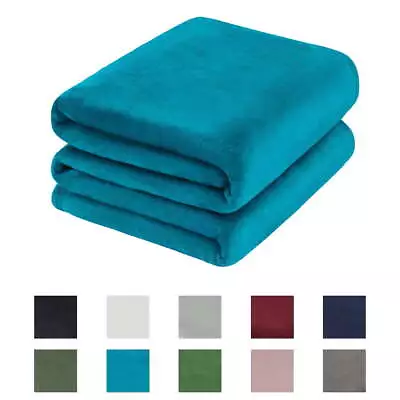  Microfiber Plush Fleece Blanket For Sofa Bed King Teal Blue • $29.82