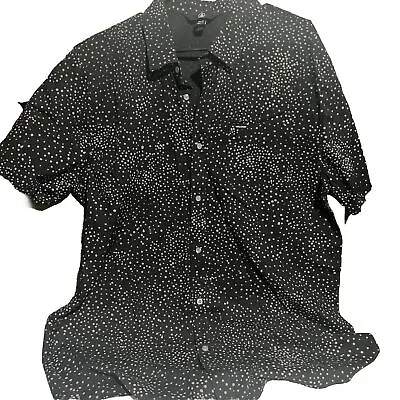 Volcom Button Up Shirt Black With Grey Spots Pocket Short Sleeve • $18