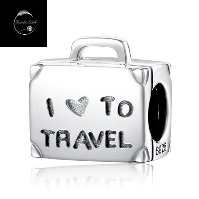£16.99 • Buy Genuine Sterling Silver 925 Love Heart World Travel Holiday Suitcase Bead Charm