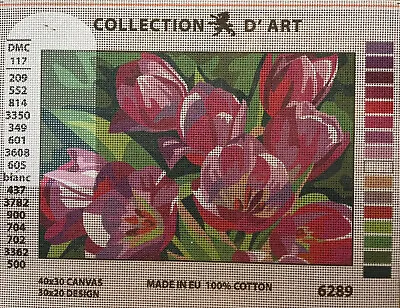 $22.99 • Buy Needlepoint Canvas 30x40  Tulips Canvas Only 12x16 Inch