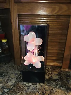 MCM  Vintage Fiber Optic Lighted Music Box Flower Lamp.  Works!   Beautiful! • $29.99