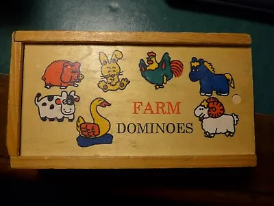 £8 • Buy Dominoes Wooden Box Games Farm Dominoes Travel Children Traditional Toys 28 Pcs