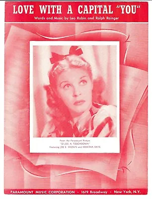 MARTHA RAYE Vintage Sheet Music LOVE WITH A CAPITAL YOU / $1000 A TOUCHDOWN  • $16.62