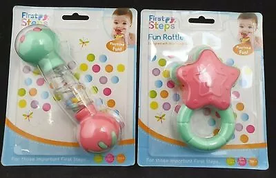 Baby Rattles Set Newborn Shaker Toy Fun Activity Dumbbell Star Design Colourful • £5.99