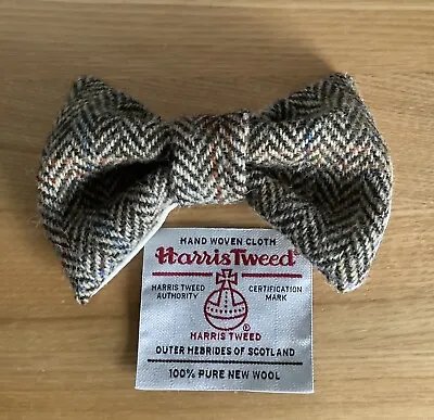 £5.50 • Buy Harris Tweed Dog Bow Tie, Brown And Fawn Herringbone ,over The Collar Bow Tie 