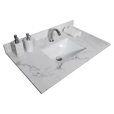 Montary 31  White Marble Bathroom Vanity Top With Undermount Ceramic Sink • $347.46