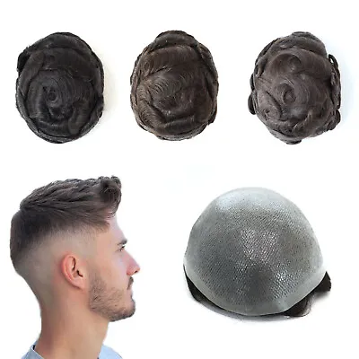 Mens Toupee Flimsy Hair Replacement System Ultra Thin Skin V Looped Hairpieces • $116.99