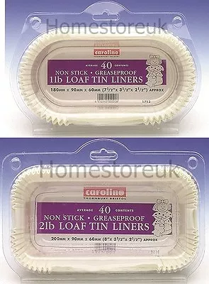 £8.95 • Buy 40 Pack Set 1lb/2lb Loaf Tin Liner Paper Cake Baking Case Non Stick Grease Proof