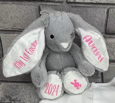 Personalised Bunny Soft Teddy/Birthday/Christening/Flower Girl /Pageboy/easter • £13