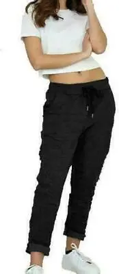 Ladies Women's Italian Stretch Plain Magic Comfy Lagenlook Trousers Joggers Pant • £12.99
