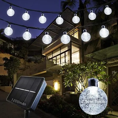 £1 • Buy 50LED SOLAR POWERED String Lights LED Retro Bulb Garden Fairy Ball Hangin Lamp