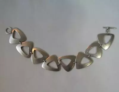 Gorgeous Ed Levin ~ Sterling Silver Abstract Triangle Link Bracelet~37.7gr • $249.99