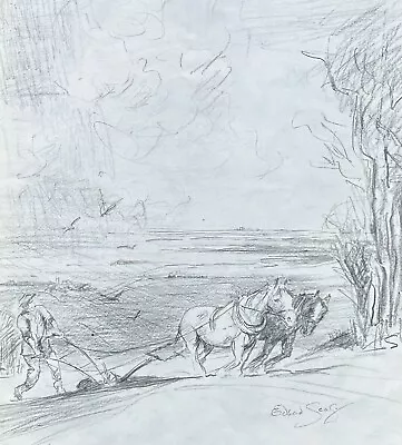 Edward Seago 1910-1974 - Pencil - “Ploughing The Field” - Sold Christie’s 1972 • £1299