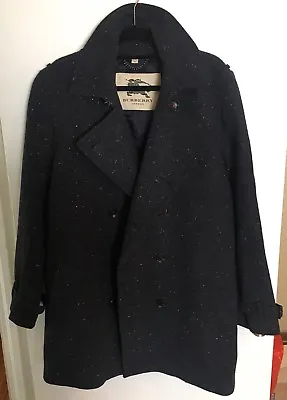 Mens BURBERRY LONDON Heavy TWEED Peacoat Jacket Coat Overcoat 40R • $659.99