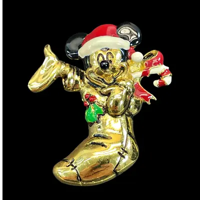 Vintage Napier Disney Mickey Mouse In Christmas Stocking Brooch Pin • $19.99