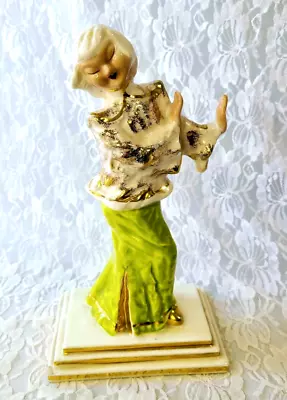 Hedi Schoop Vintage Oriental Thai SIamese Dancer Green Gold California Pottery • $39.99