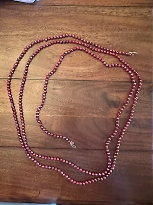 Vintage Christmas Red Mercury Glass Beads - About 9 Feet • $16.99