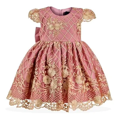 Flower Girls Bridesmaid Dress Baby Kid Party Wedding Embroidery Bow Princess UK • £24.99