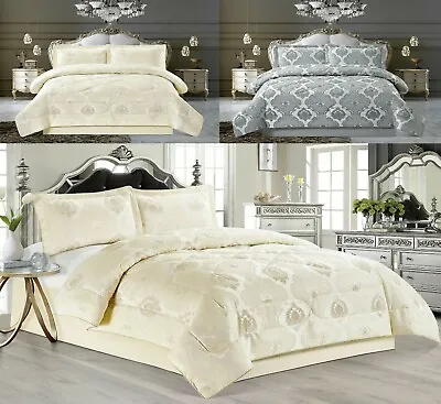 Luxury Jacquard Bedding Set Quilted Bedspread Throw Comforter Bed Set • £55.15
