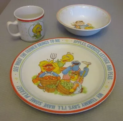 80s Sesame Street Muppet Newcor 3 Piece Dish Mug Set Farmer Going To Market • $9.95