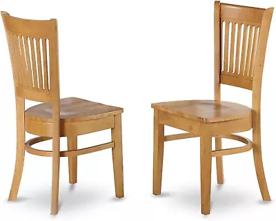 Vancouver Kitchen Dining Slat Back Wooden Seat Chairs Set Of 2 Oak • $196.99