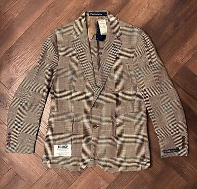 Polo Ralph Lauren 100% Linen Glen Plaid Sport Blazer Jacket Beige Brown - 40S 40 • £150